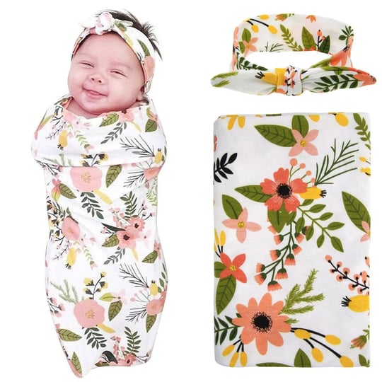 elesa-miracle-newborn-baby-swaddle-blanket-and-headband-value-setreceiving-blankets-orange-daisy-1