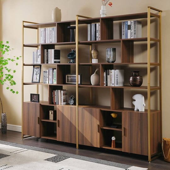 eureka-ergonomic-85h-x-95w-large-wooden-bookcase-with-doors-storage-cabinet-with-adjustable-shelves--1