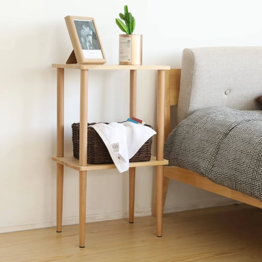 exilot-solid-wood-side-table-2-tier-end-table-with-storage-shelves-tall-nightstand-bedside-table-for-1