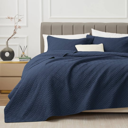 exq-home-quilt-set-full-queen-size-navy-3-piecelightweight-soft-coverlet-modern-style-squares-patter-1