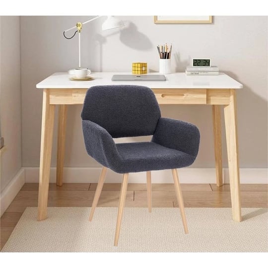 faux-teddy-fabric-upholstered-desk-chair-no-wheels-black-1