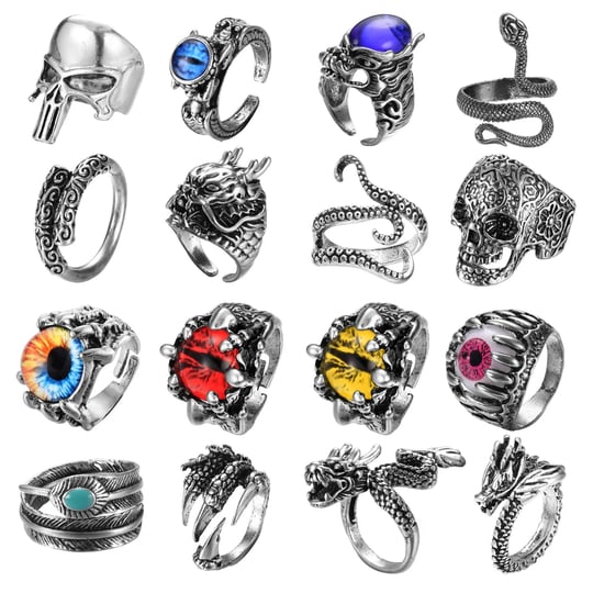 fibo-steel-16-pieces-vintage-punk-rings-for-men-women-gothic-rings-silver-black-dragon-snake-claw-sk-1