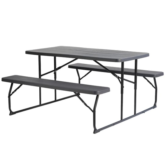 fiesta-outdoor-foldable-woodgrain-portable-picnic-table-set-gray-1