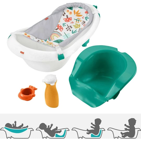 fisher-price-baby-bath-tub-4-in-1-sling-n-seat-newborn-to-toddler-tub-whimsical-forest-size-one-size-1
