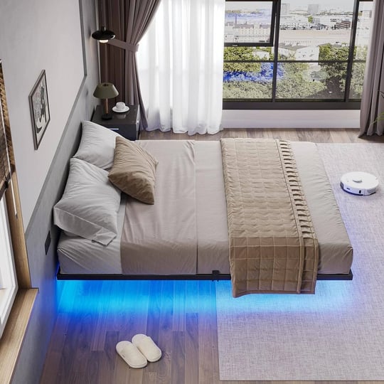 floating-bed-frame-with-led-lights-metal-platform-bed-california-king-1