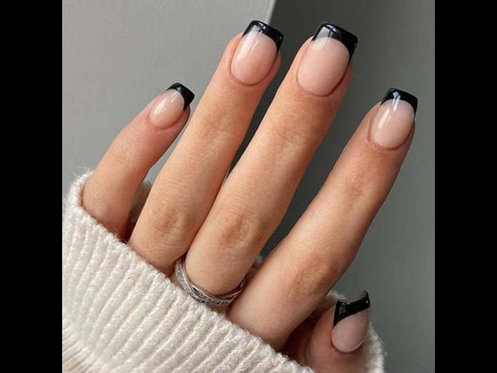 foccna-french-fake-nails-tips-square-press-on-nails-short-nude-womens-black-false-nails-daily-wear-a-1