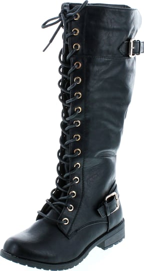 forever-link-mango-27-womens-strappy-lace-up-knee-high-combat-stacked-heel-boot-black-1
