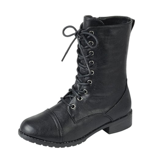 forever-link-womens-round-toe-military-lace-up-knit-ankle-cuff-low-heel-combat-boots-55-black-5-6