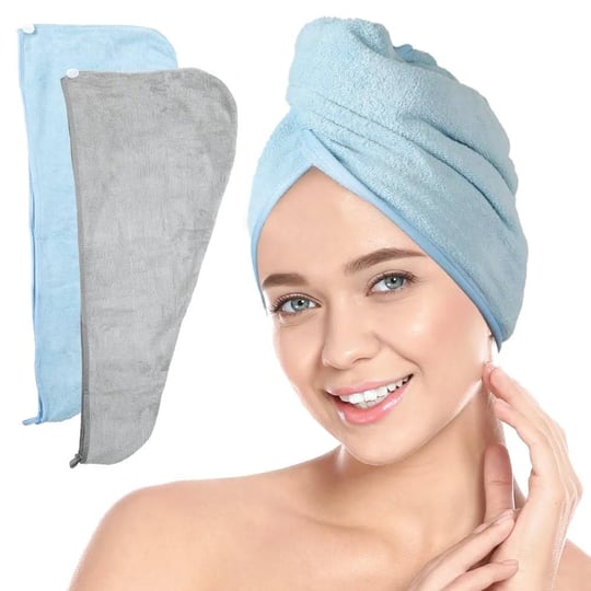 forpro-premium-microfiber-hair-towel-wrap-2-pack-quick-drying-hair-turban-for-women-10-x-26-cool-gre-1