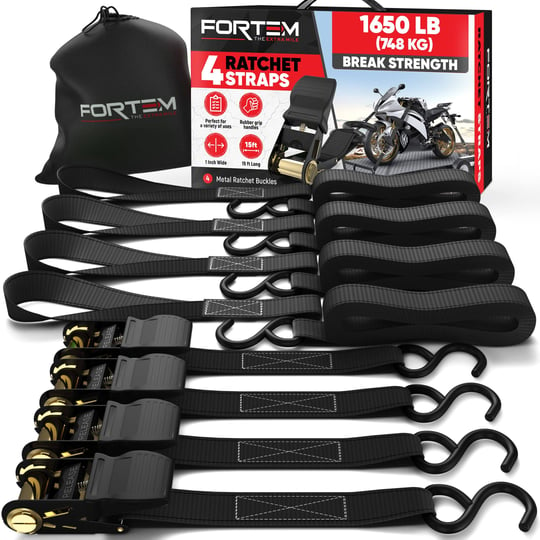 fortem-ratchet-straps-1650lb-break-strength-4-15ft-tie-down-strap-set-4-soft-loops-motorcycle-straps-1