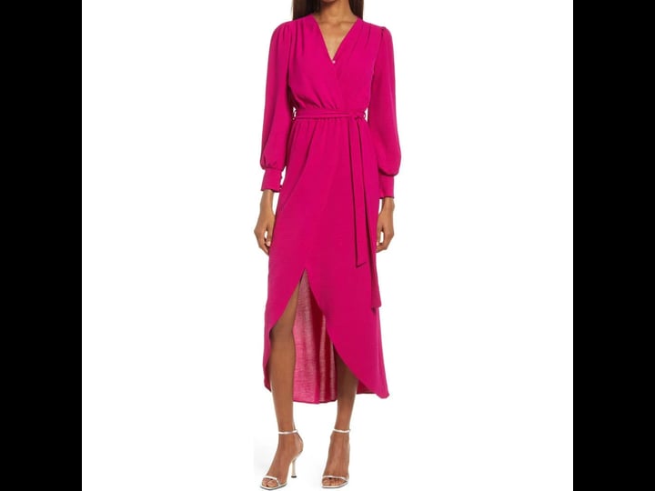 fraiche-by-j-long-sleeve-faux-wrap-dress-in-magenta-at-nordstrom-size-small-1
