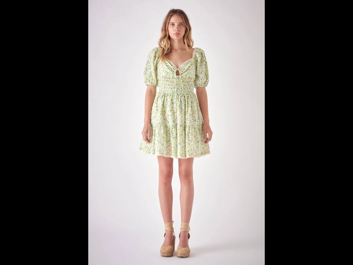 free-the-roses-shirred-waist-milkmaid-mini-dress-green-multi-m-1