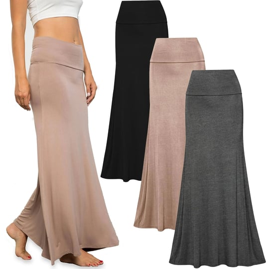 free-to-live-3-pack-womens-fold-over-flowy-high-waist-maxi-skirts-flare-1