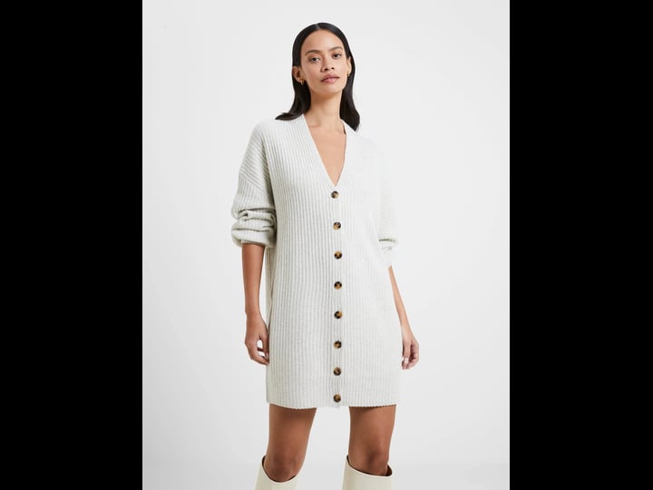 french-connection-babysoft-rib-button-front-long-sleeve-sweater-dress-in-light-oatmeal-melange-at-no-1