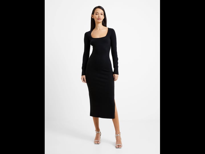 french-connection-babysoft-square-neck-midi-dress-black-small-1