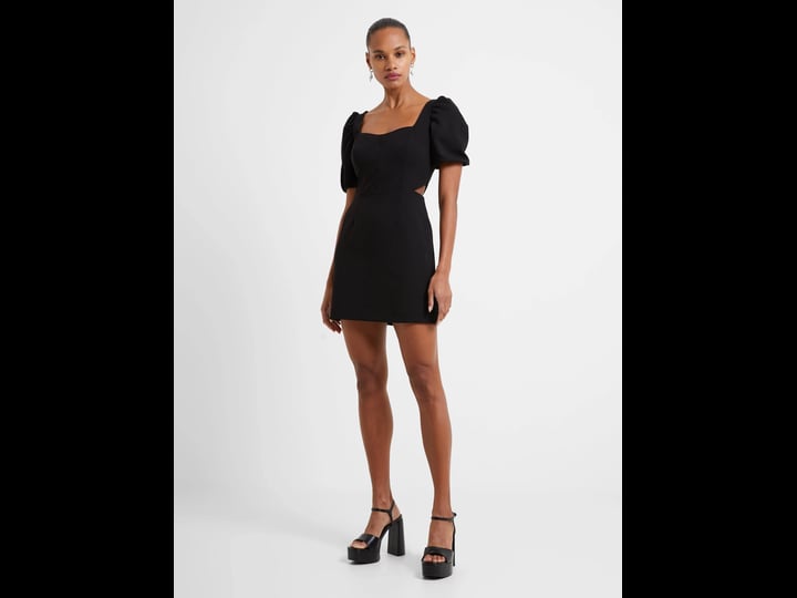 french-connection-whisper-sweetheart-puff-sleeve-dress-in-black-1