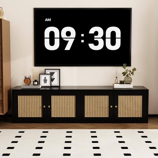 fufugaga-black-tv-stand-entertainment-center-fits-tvs-up-to-65-in-with-rattan-doors-and-movable-shel-1