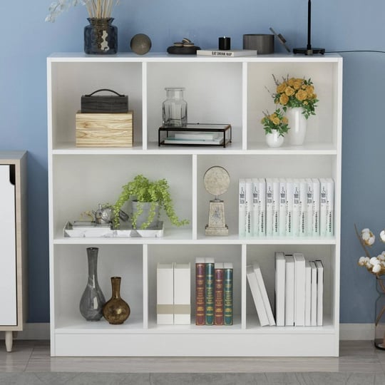 fufugaga-bookcase-white-3-shelf-bookcase-39-4-in-w-x-40-9-in-h-x-9-4-in-d-1