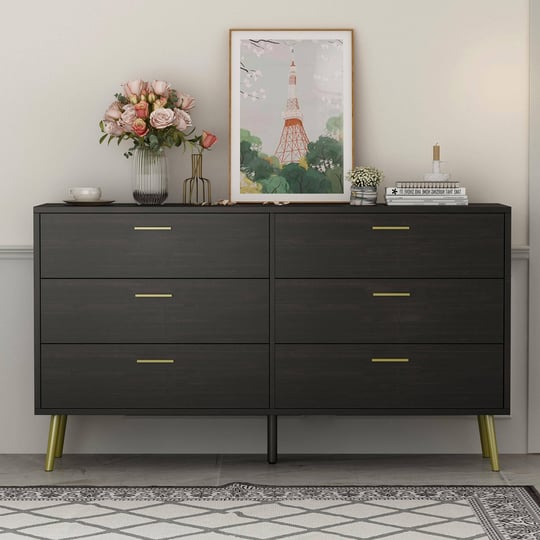 fufugaga-contemporary-6-drawer-double-dresser-with-gold-tone-pulls-black-finish-54-inch-wide-composi-1