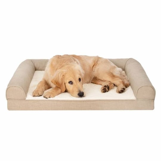 furhaven-pet-products-plush-performance-linen-orthopedic-sofa-dog-bed-flax-large-each-1