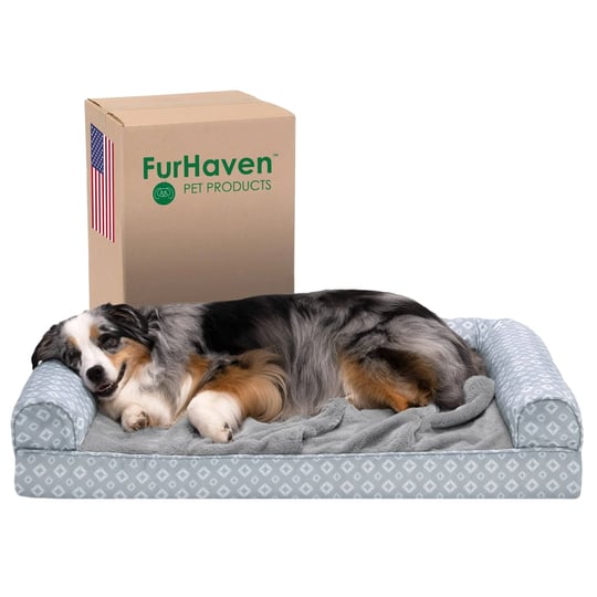 furhaven-plush-fur-diamond-print-nest-top-orthopedic-sofa-dog-bed-gray-large-1