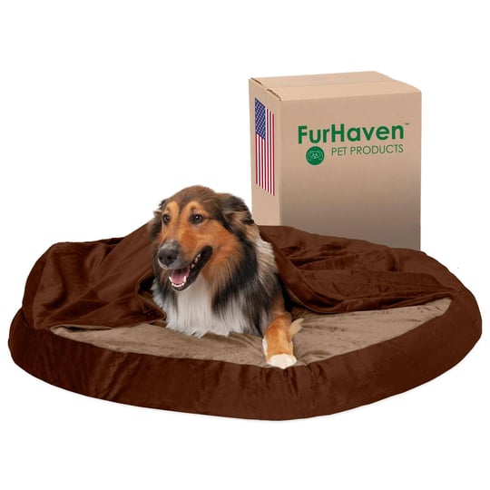 furhaven-snuggery-burrow-microvelvet-memory-foam-dog-bed-espresso-44-in-1