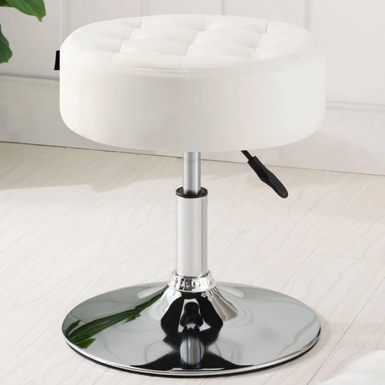 furniliving-mid-century-tufted-adjustable-swivel-makeup-ottoman-stool-modern-big-size-round-vanity-s-1