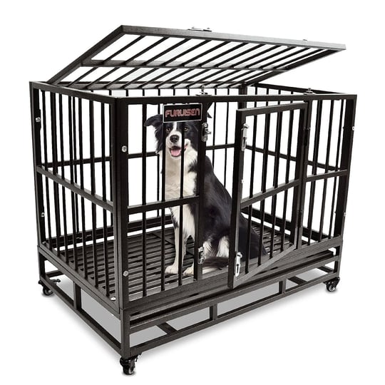 furuisen-46-inch-heavy-duty-indestructible-dog-crate-cage-kennel-with-wheels-escape-proof-dog-kennel-1