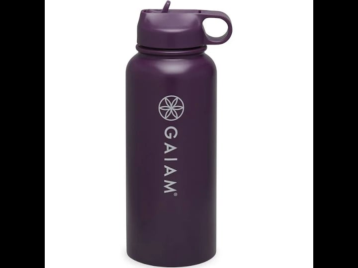 gaiam-32oz-stainless-steel-water-bottle-purple-white-1