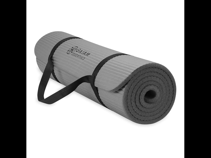gaiam-essentials-thick-yoga-mat-fitness-exercise-mat-with-easy-cinch-carrier-strap-grey-72l-x-24w-x--1