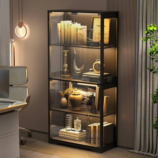 galvis-4-tier-curio-display-cabinet-with-glass-doors-bookcase-with-3-color-light-black-wrought-studi-1
