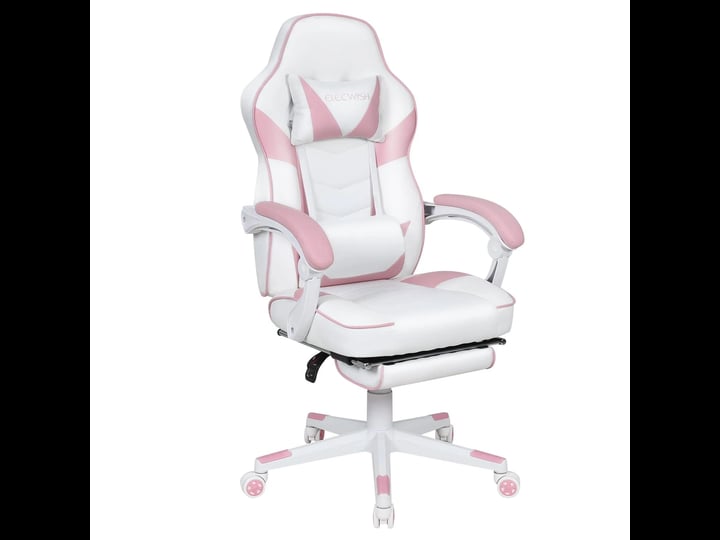 gaming-chair-with-headrest-and-lumbar-support-elecwish-pink-white-1