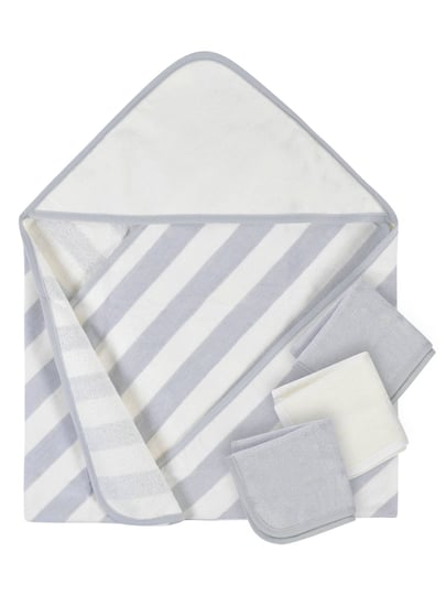 gerber-baby-embroidered-4-piece-neutral-striped-gray-hooded-towel-washcloths-set-1