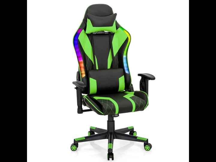 giantex-gaming-chair-with-rgb-led-lights-ergonomic-video-game-chair-green-black-1