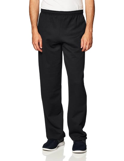 gildan-mens-fleece-open-bottom-pocketed-sweatpants-size-large-black-1