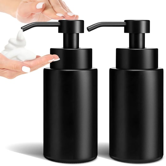 gmisun-foaming-soap-dispenser-2-pack-12-oz-matte-black-glass-foam-hand-soap-dispenser-modern-hand-so-1
