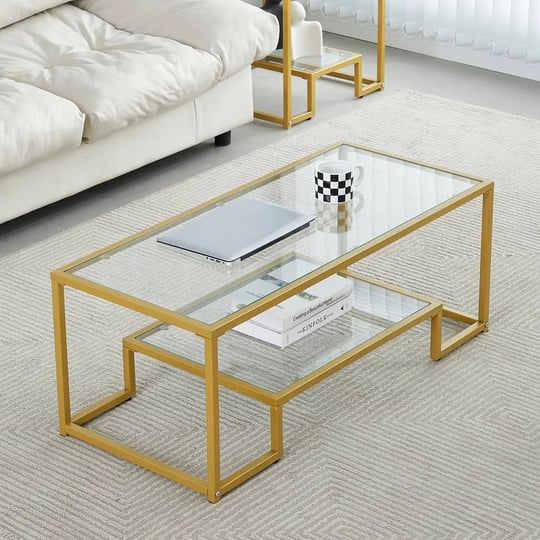 golden-metal-glass-coffee-table-two-tiered-adamsbargainshop-1