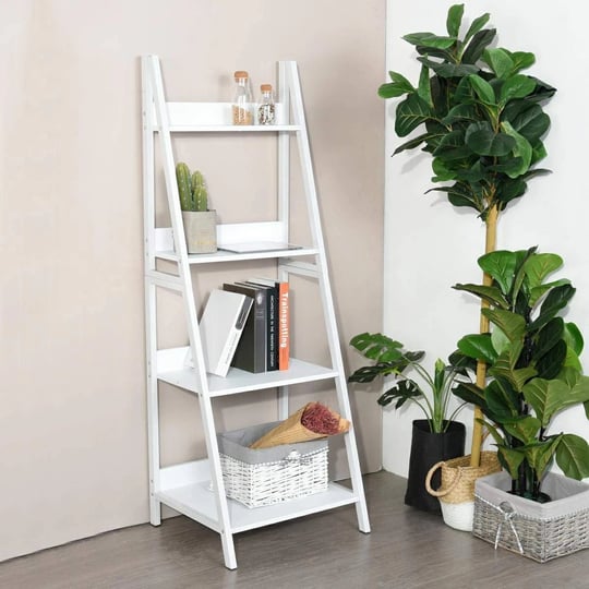 gowa-none-white-finish-4-tier-shelves-leaning-ladder-bookcase-bookshelf-display-planter-1