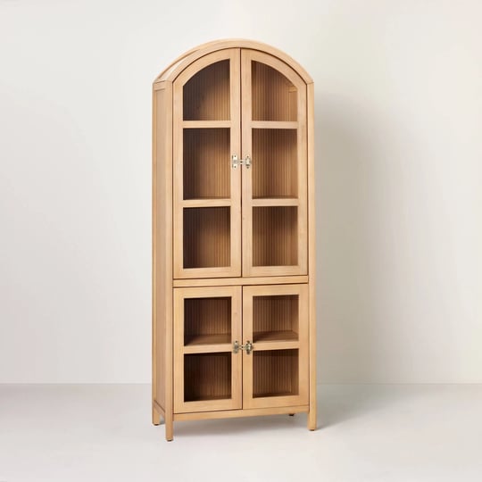 grooved-wood-with-glass-4-door-arch-cabinet-natural-hearth-hand-with-magnolia-1