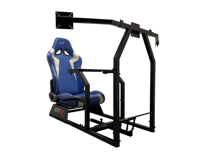 gtr-simulator-gtaf-model-tri-single-monitor-stand-blue-white-adjustable-leatherette-gaming-chair-bla-1