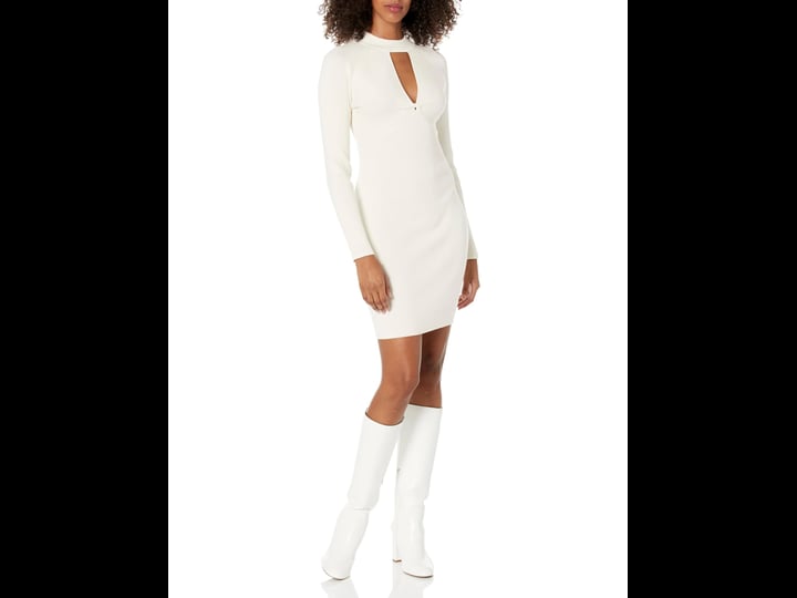 guess-womens-cambria-cutout-bodycon-dress-dove-white-size-l-1