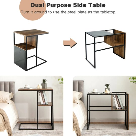 gymax-c-shape-sofa-side-end-table-reversible-snack-table-nightstand-oak-black-mdf-1