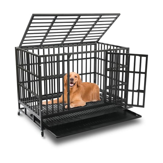 hailang-48-inch-heavy-duty-dog-crate-cage-kennel-with-wheels-indestructible-double-door-dog-crate-wi-1