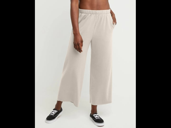hanes-originals-womens-french-terry-wide-leg-crop-pants-with-pockets-natural-m-1