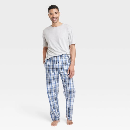 hanes-premium-mens-2pk-plaid-pajama-set-blue-s-1