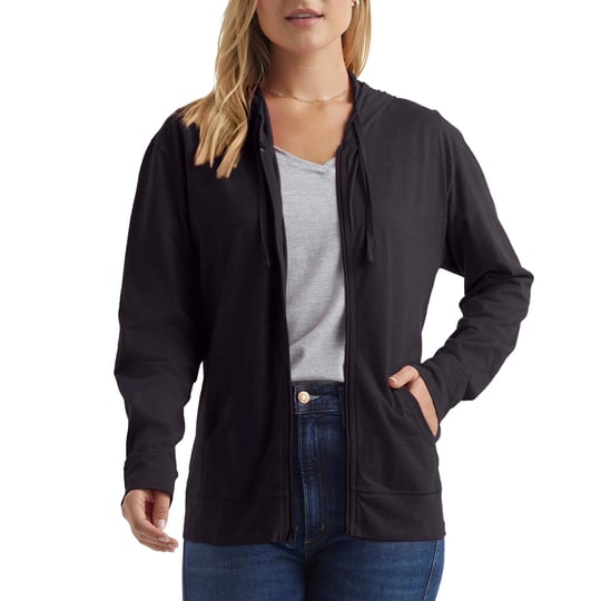 hanes-womens-slub-jersey-hoodie-black-1