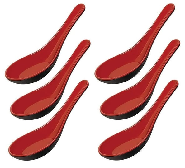 happy-sales-melamine-soba-rice-spoons-chinese-won-ton-soup-spoon-asian-red-and-black-6-pack-plain-st-1