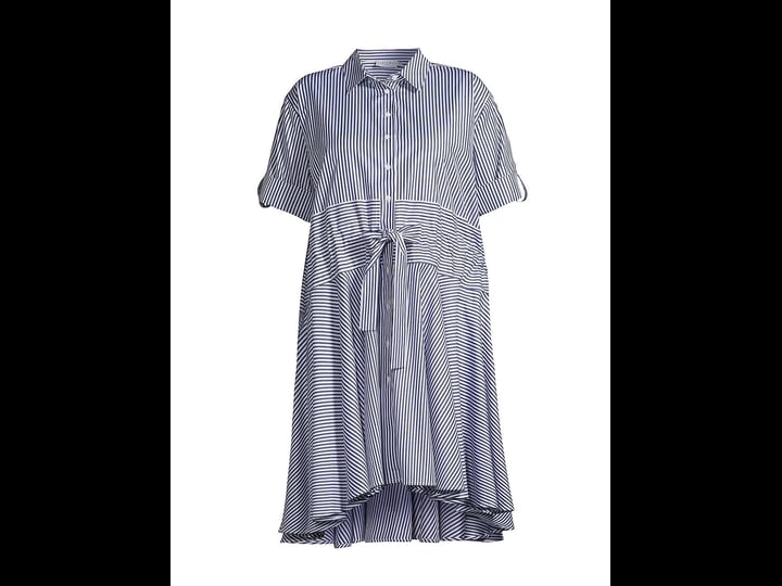 harshman-plus-size-womens-meadow-cotton-shirtdress-navy-stripe-size-15