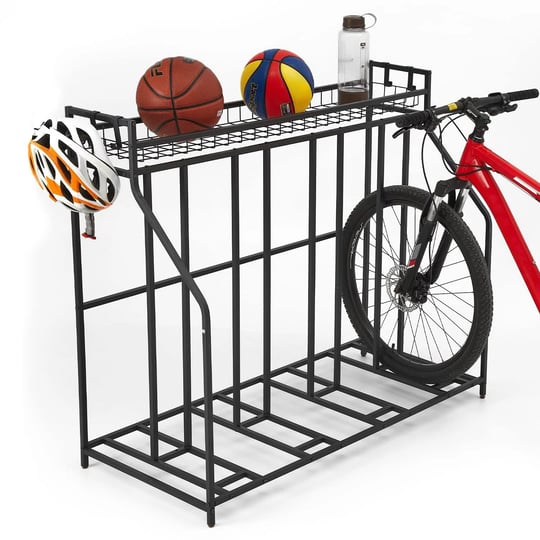 health-line-product-4-bike-stand-rack-with-storage-garage-organizer-metal-stability-floor-bicycle-no-1
