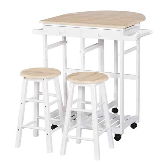 homcom-3-piece-kitchen-cart-set-drop-leaf-breakfast-table-and-2-stools-1